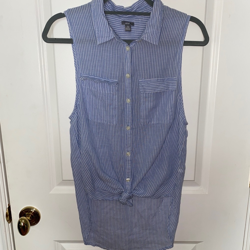 Blue and white striped aerie tank